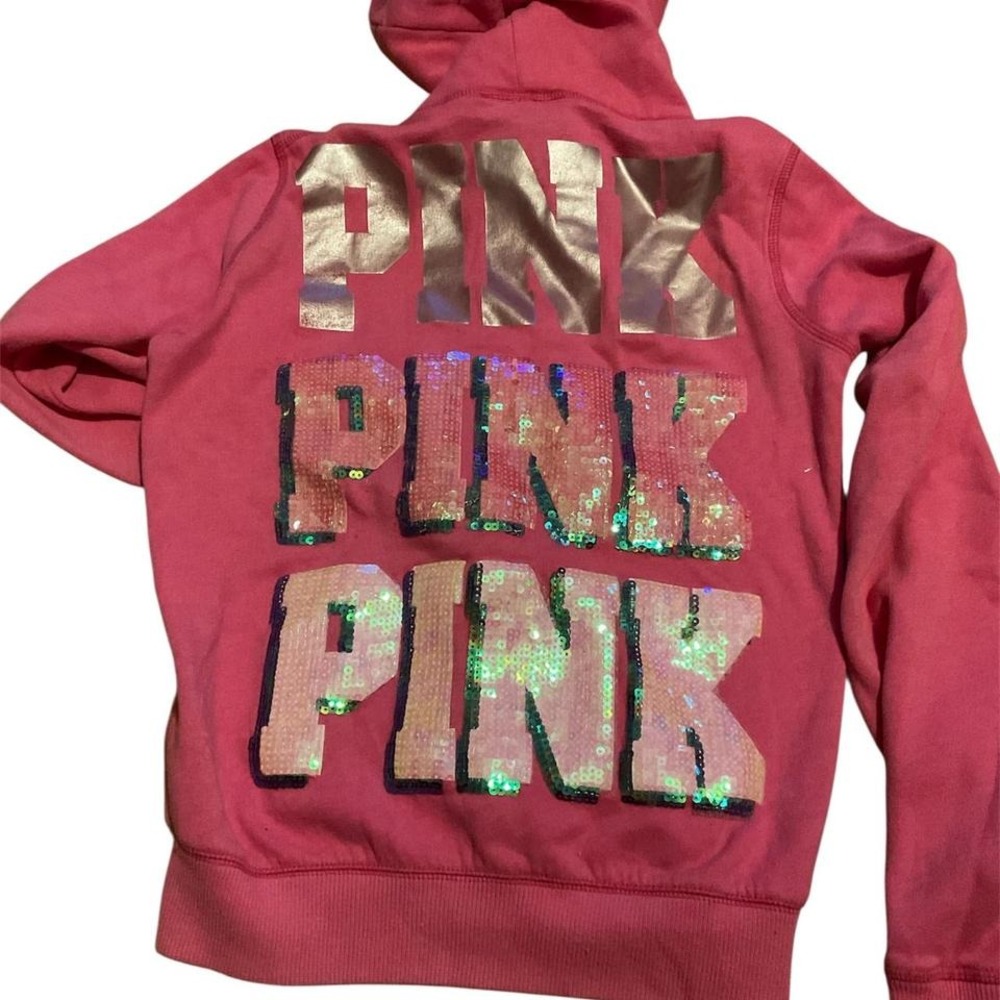 Y2K vintage Victorias secret spell out sequin dog‎ hoodie